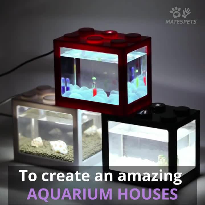 FREE BUBBLE Akuarium Lego Ikan Cupang Dengan Lampu