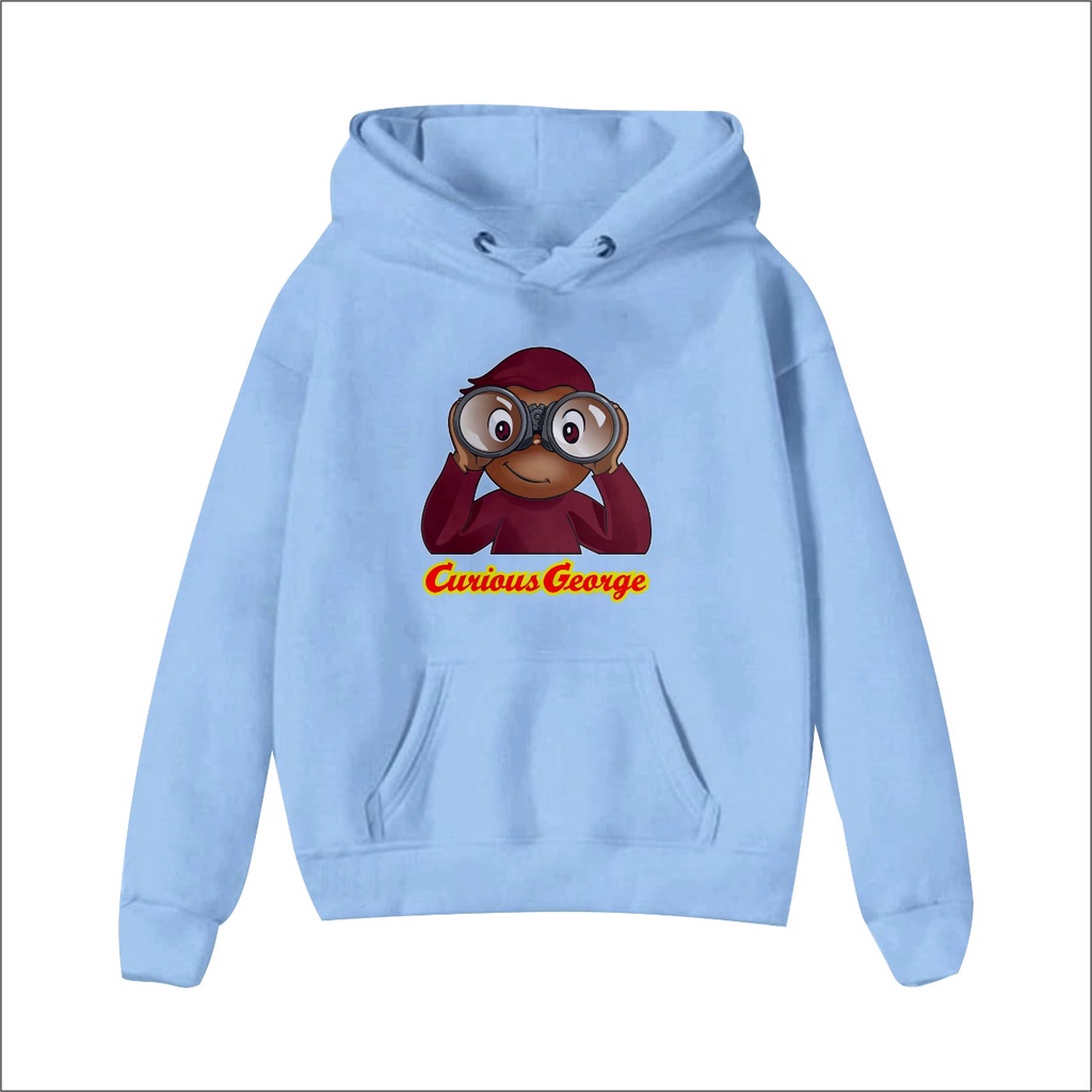 Sweater hoodie anak George Monyet Lucu Kartun Pullover Atasan Anak Peremuan Laki - laki Terbaru