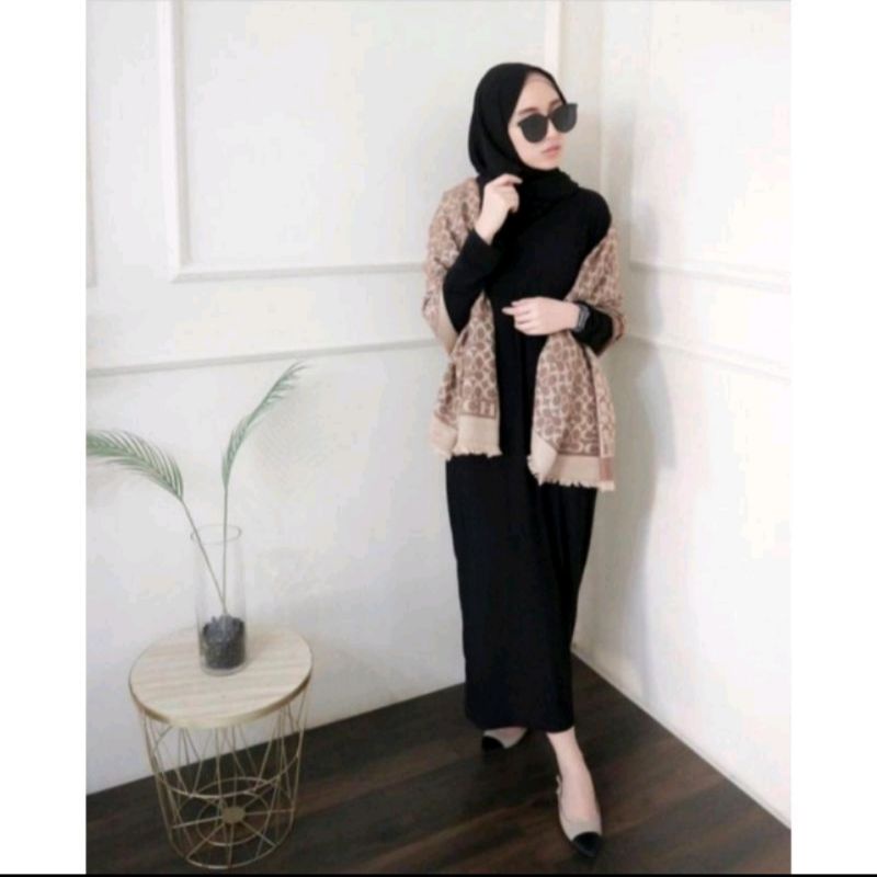 INNER DRESS lengan panjang bahan jersey premium jumbo manset polos