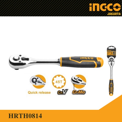 Kunci Handle Sok Shock Ratchet Socket Wrench (1/4&quot; 45T) INGCO HRTH0814