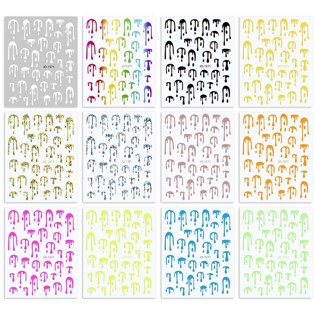 MXBEAUTY 3d Nail Art Stiker Warna-Warni Fashion DIY Manicure Dekorasi Laser Seram Kuku Slider Hologram Stiker Kuku