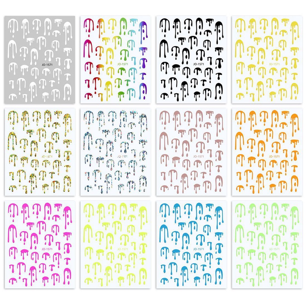 MXBEAUTY 3d Nail Art Stiker Warna-Warni Fashion DIY Manicure Dekorasi Laser Seram Kuku Slider Hologram Stiker Kuku