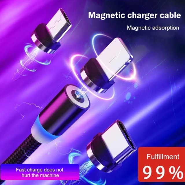 Kabel Magnet Charger Cable 3in1 Iphone Micro Type C USB Kabel Magnet kabel