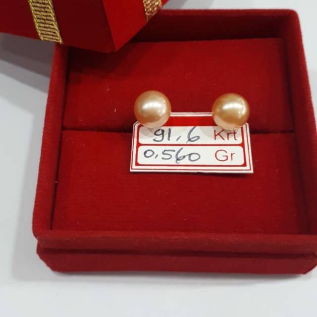 Giwang emas mutiara air laut grade A