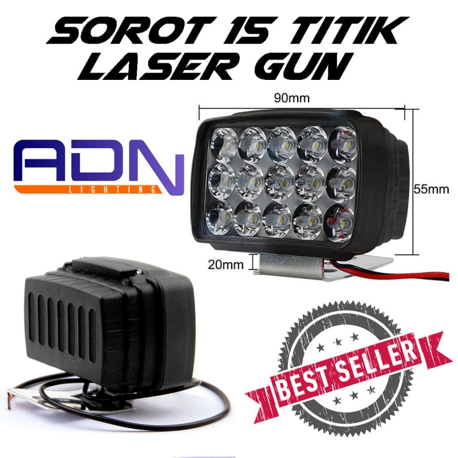 Lampu Sorot Tembak 15 Titik Laser Gun LED Motor Mobil by ADN.in