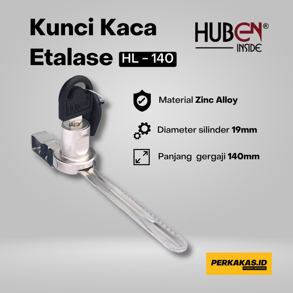 Kunci Kaca Etalase Gergaji Sliding HUBEN HL-140