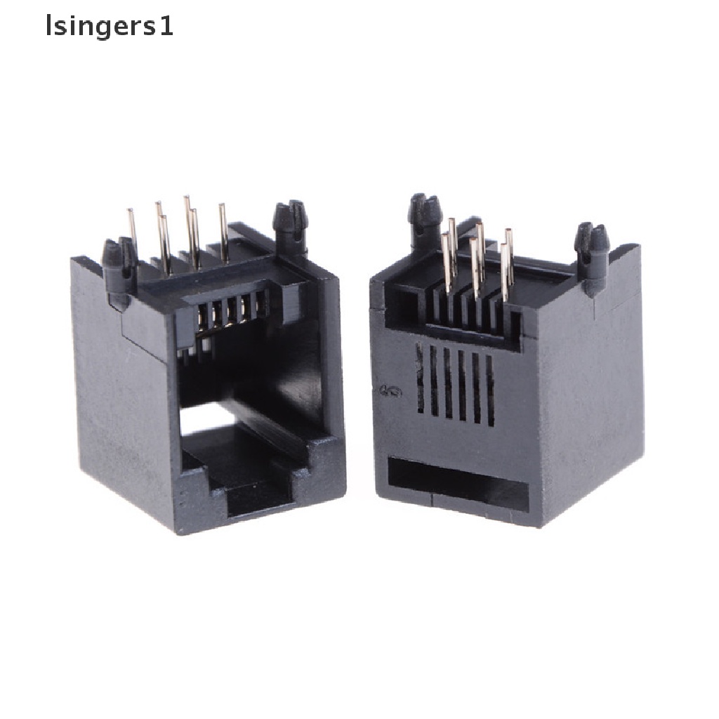 (lsingers1) 10pcs / set RJ11 RJ12 6P6C Soket Jack Internet Komputer