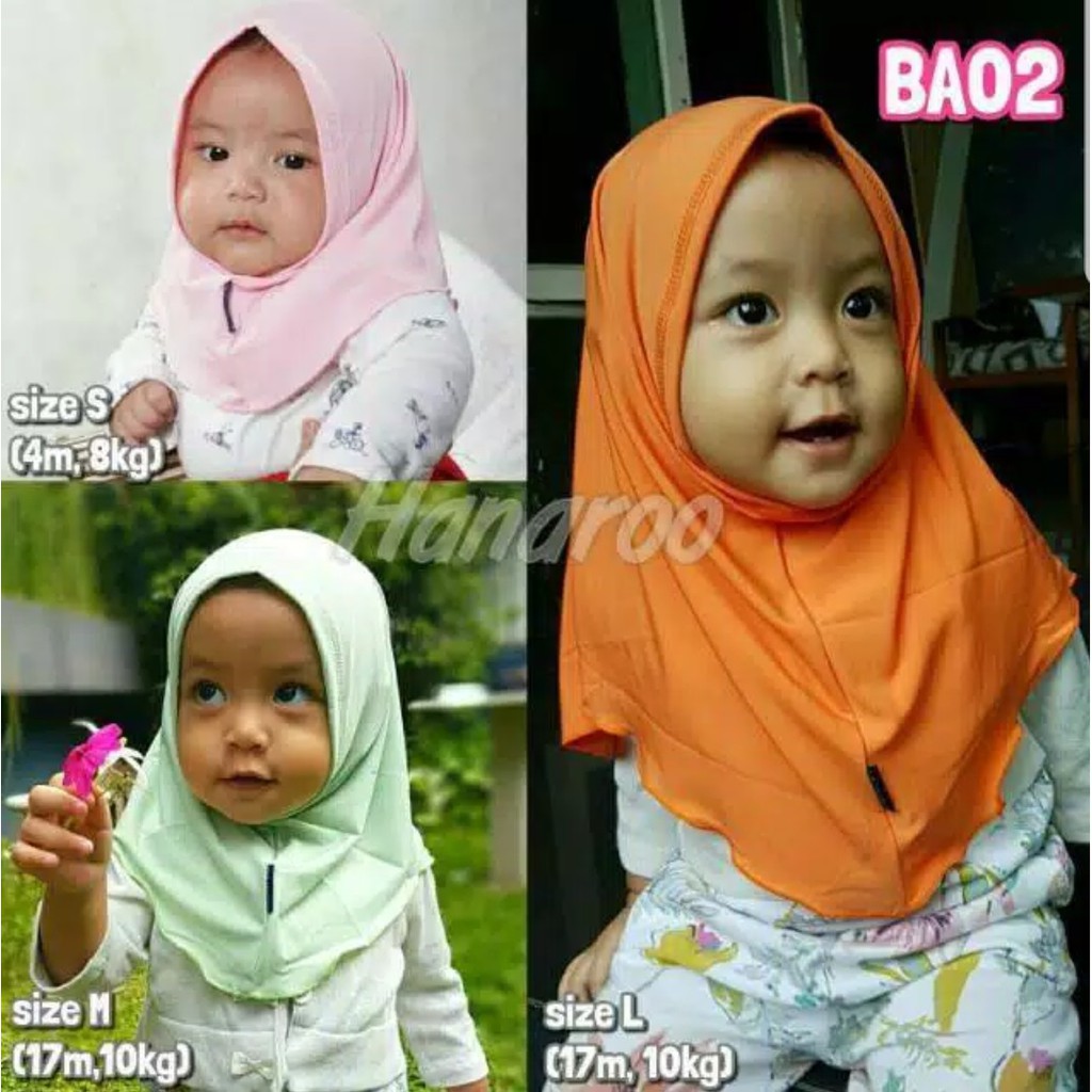 Hanaroo Hijab Jilbab Bayi &amp; Anak (0-5 tahun) Polos Bahan Jersey BA-02