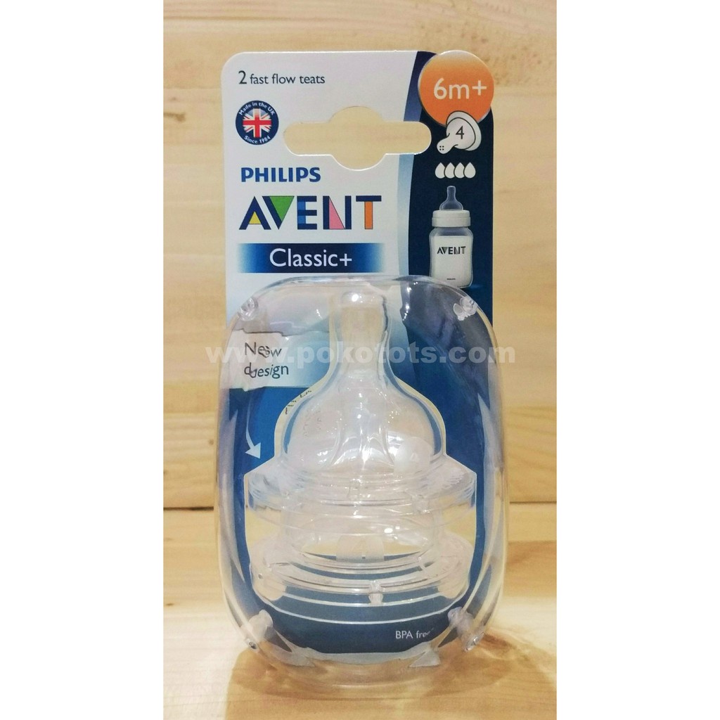 Philips Avent Classic Teats 6m+ Fast Flow Isi 2 Nipple / Teat / Dot