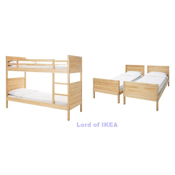 NORDDAL Rangka tempat tidur tingkat, 2 tingkat, 90x200 cm, kayu pinus