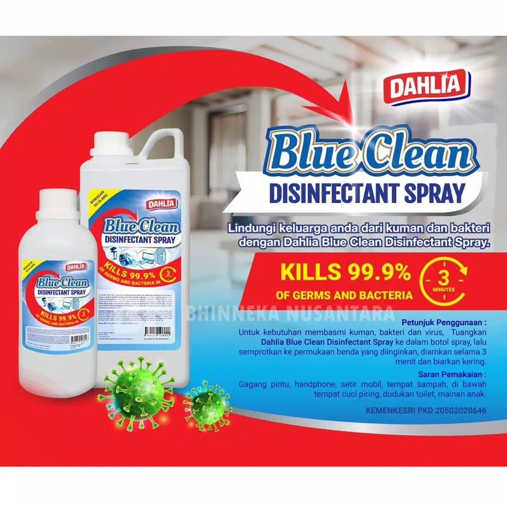 Dahlia Blue Clean Disinfectant Spray Refill 1000 ml