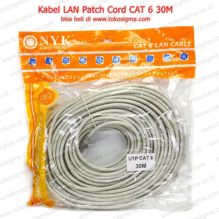 KABEL LAN RJ45 INTERNET NETWORK PATCH CORD CAT 6 UTP RJ-45 30M NYK