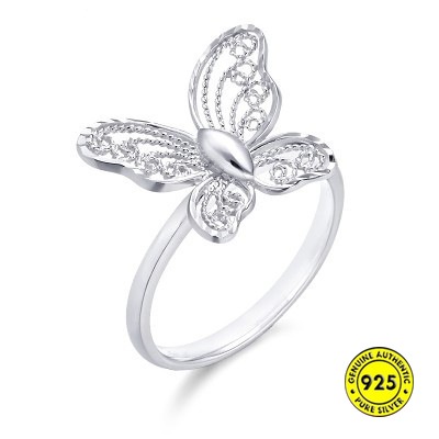 S925 Silver Fashion Ring Butterfly Open-End Unique Women