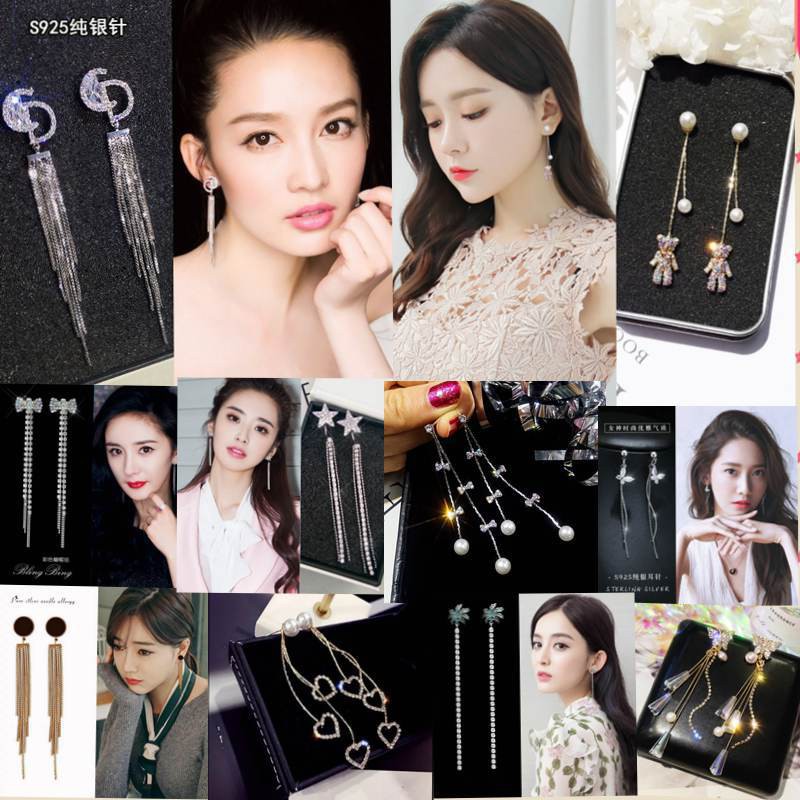 Anting Import Korea Model Panjang Diamond Hewan Pearl