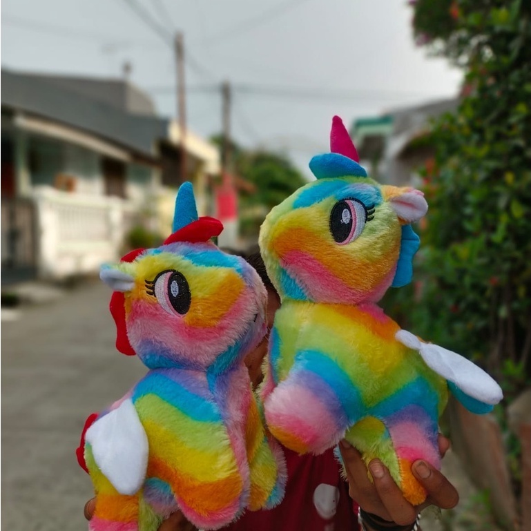 mainan anak perempuan boneka kuda unicorn rainbow terbaru