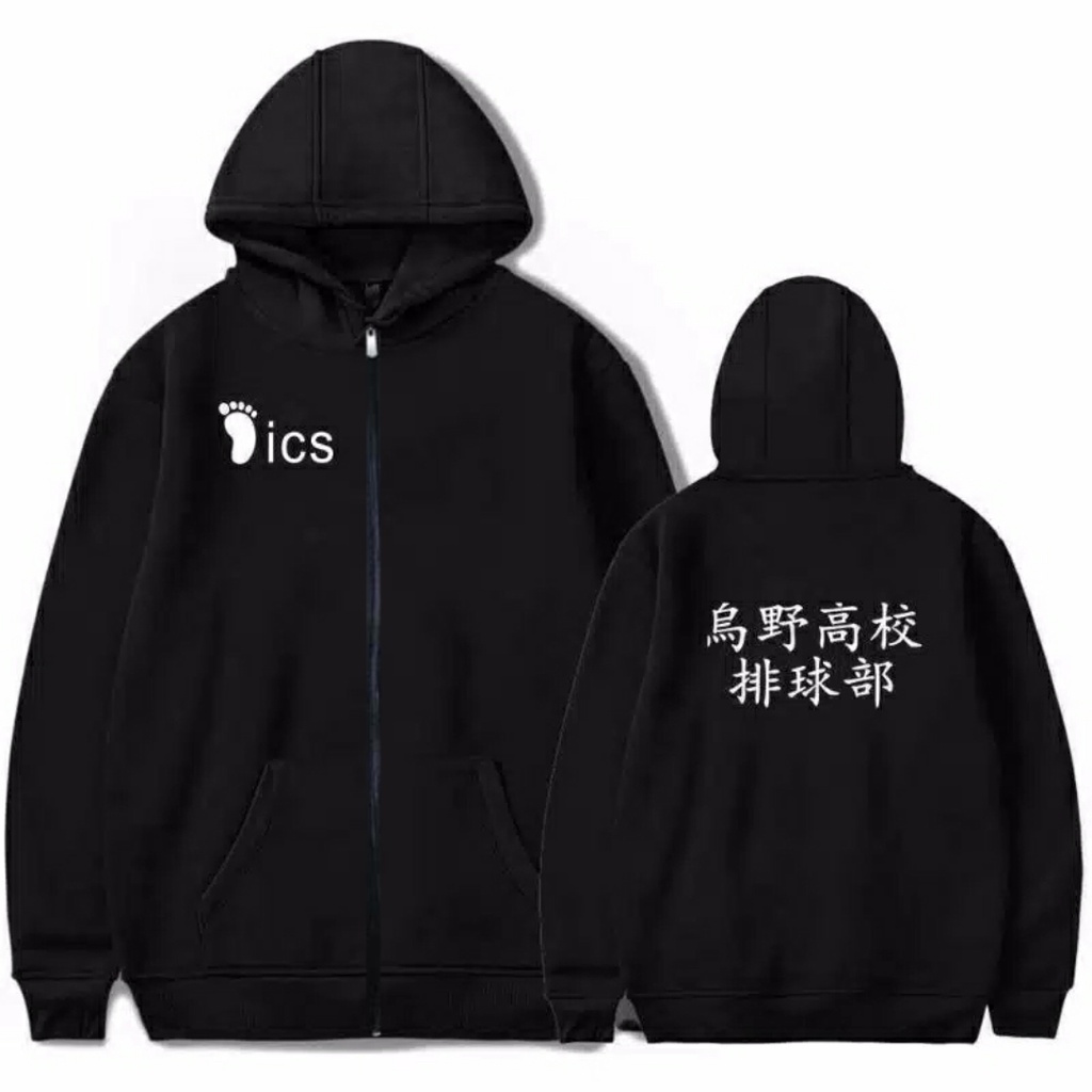 JAKET Anime Haikyu Black Karasuno ICS Team Volley Ball Shōyō Hinata Tobio Kageyama Kōrai Hoshiumi