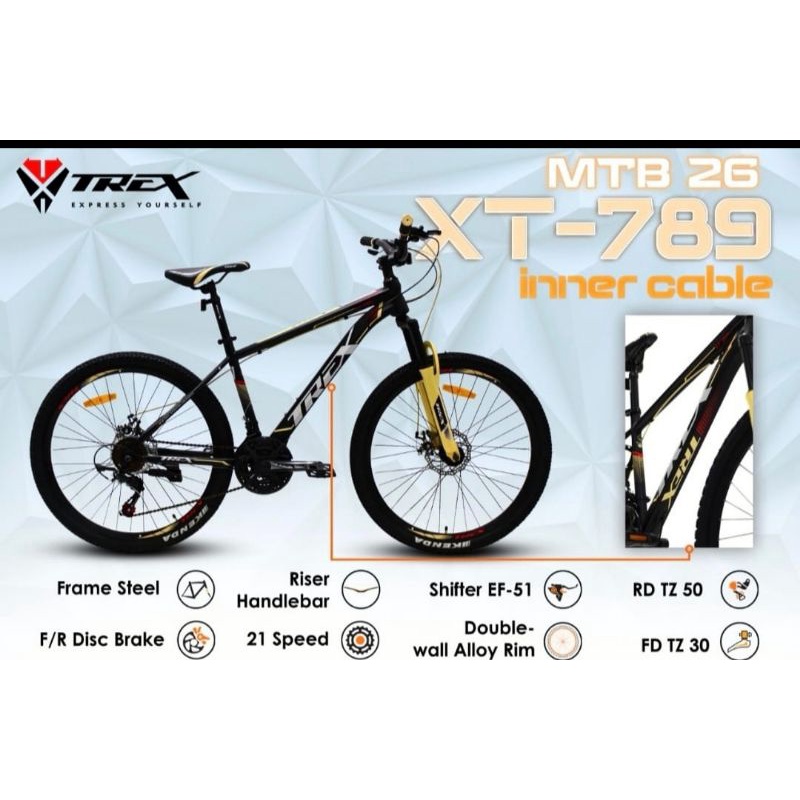 [EKA JAAYA SEPEDA] Sepeda MTB 26 Trex 789 Inner Cable Model Baru / Sepeda Gunung 26 Trex 789 Inner