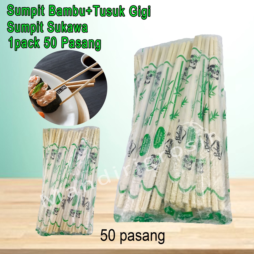 Sumpit Sukawa *Sumpit * Sumpit Bambu+Tusuk Gigi * 1pack 50 Pasang