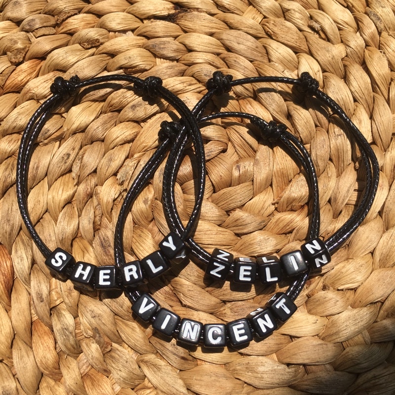 GELANG COUPLE NAMA / GELANG COUPLE INISIAL / GELANG NAMA / GELANG INISIAL / GELANG TALI KULIT KOREA 