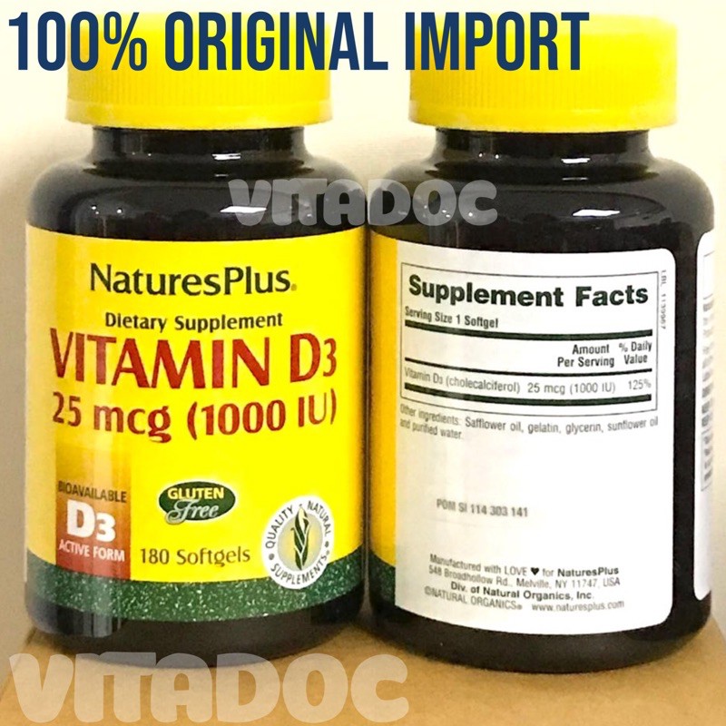 Nature Plus Vitamin Vit D3 D 3 1000 iu 1000iu Natures Plus Imun Tulang