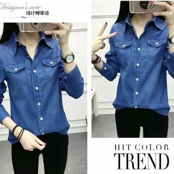 KEMEJA WANITA DENIM LONGHAND / KEMEJA DENIM WANITA