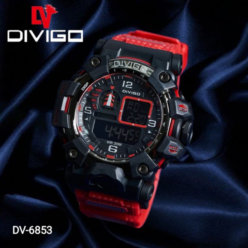 (Terima Cod)Jam Tangan Wanita/Pria Divigo Digital STP Anti Air/Water Resist Strap Rubber/Karet(Dikirim Jakarta)