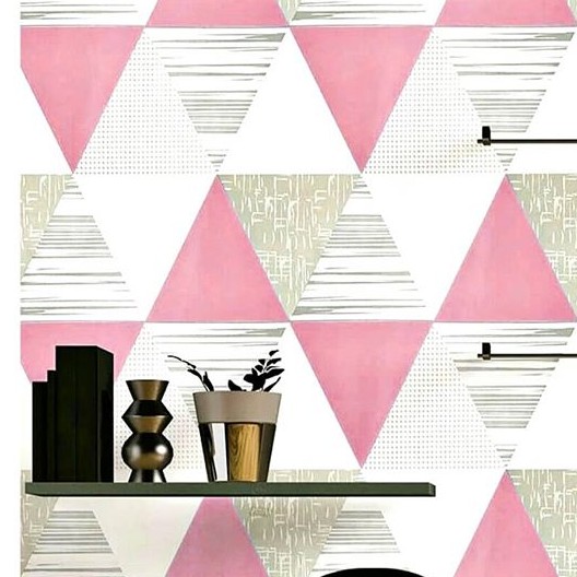 Wallpaper Sticker Segitiga Pink Abu