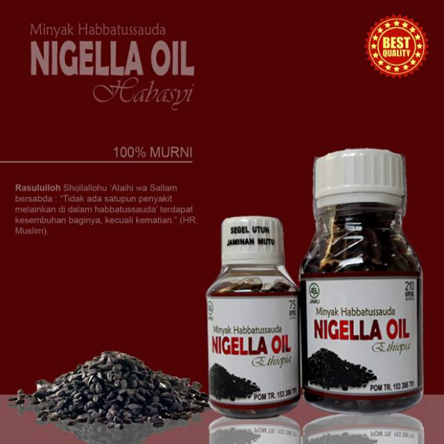 Minyak Habbatussauda Kapsul Nigella Oil 75 &amp; 210 kapsul Habbatussauda Ethopia Jinten Hitam BPOM