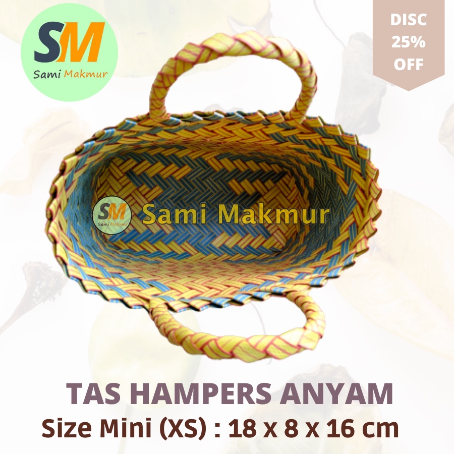 Tas Anyaman Plastik LURIK MINI (XS) Tas Anyam Hampers Souvenir Belanja Pasar Parcel Bingkisan Lebaran Muat Kotak Snack Roti