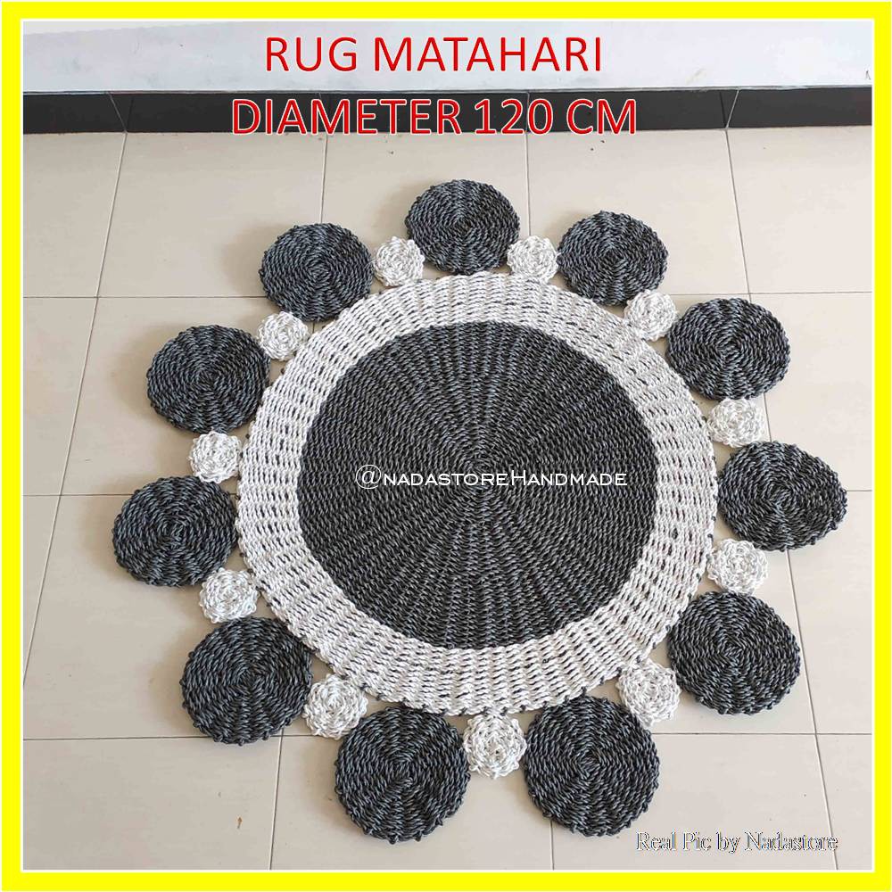 KARPET SEAGRASS / KARPET ANYAMAN MODEL MATAHARI / Rug Seagrass Flowers D120 (READY STOK)