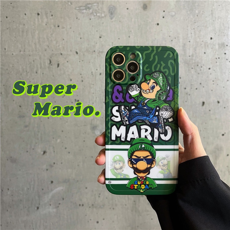 Cartoon Super Maria Phone case  iPhone 7 8 Plus 12 11 8 X XR XS MAX 13 11pro 12 pro Max SE 2020 Straight edge Matte Soft TPU Cover
