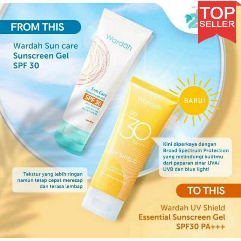 Ori Wardah Uv Shield Essential Sunscreen Gel Spf 30 Pa +++ 40 Ml 40ml Pelindung Dari Sinar Uv mataha