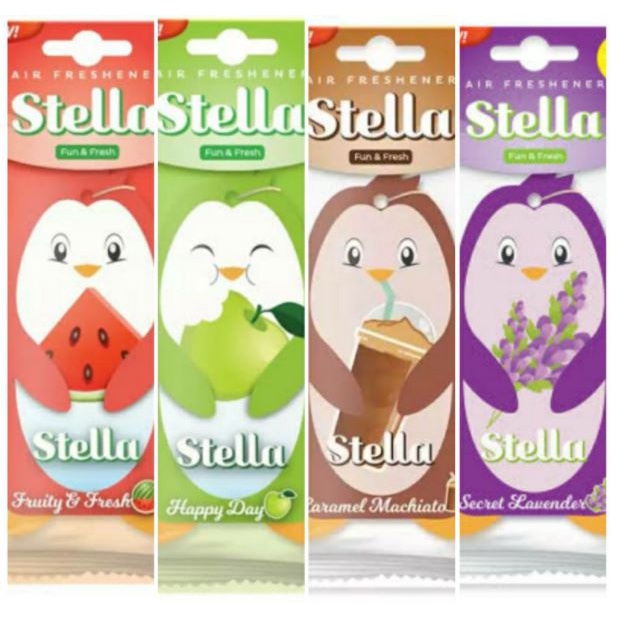 Stella Fun &amp; Fresh Pengharum Ruangan Parfum Mobil Caramel Machiato Kopi / Fruity / Happy Day Penguin