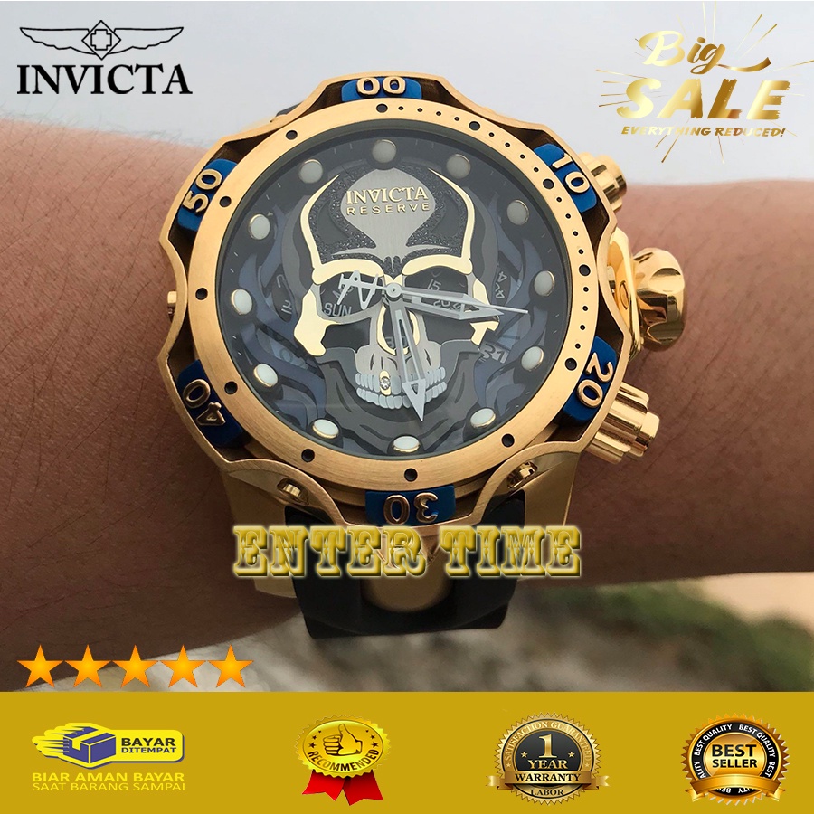 BEST SELLER  JAM TANGAN PRIA TERBARU INVICTA VENOM SKULL - 30351RUBBER STRAP JAM TANGAN FASHION PRIA