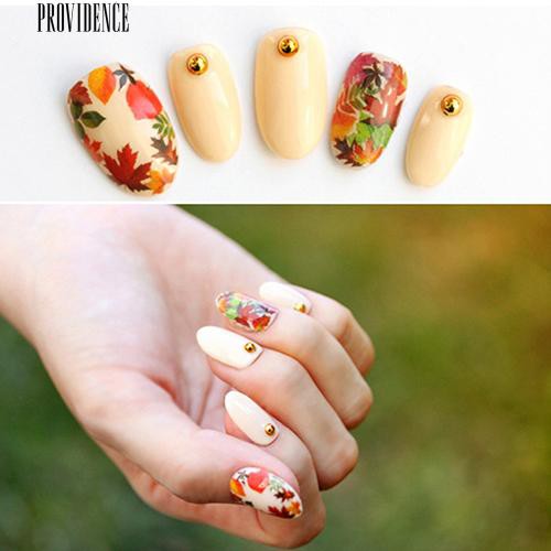 [Bayar Di Tempat]  Daun Maple Bunga Kupu-kupu Manicure Nail Art Decal Stiker Tips Dekorasi