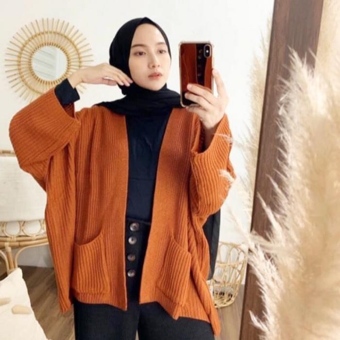 LAVELLA/LOOCY CARDY 7 GET  oversized - cardy wanita - kardigan wanita - kardigan bigsize-CORAL