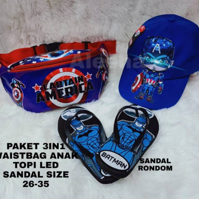 Waistbag anak karakter kapten marvel 3in1