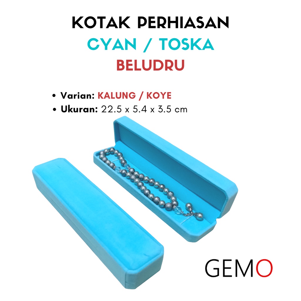 Kotak Perhiasan Warna Toska / Cyan Beludru Set / Cincin / Liontin / Gelang / Kalung Koye / Jewelry Box Unik Lucu untuk Tempat Wadah Seserahan / Akad Pernikahan / Hantaran Tunangan Harga Paling Murah cocok untuk Aksesoris Emas Berlian/ Perak Permata