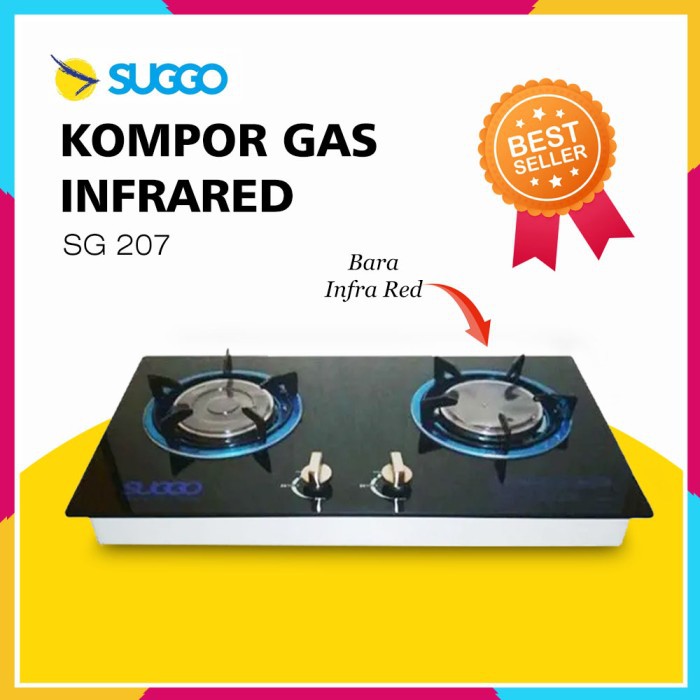 [HE]  Kompor Gas Tanam Infrared SG-207 / SG207 SUGGO 2 Tungku - Kaca