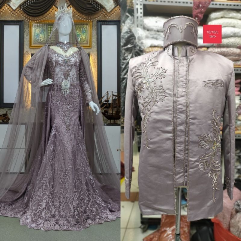 CAUPLE TERLARIS GAUN DRESS JUBAH BEREKOR |BAJU PENGANTIN TERBARU|KEBAYA DRESS COUPLE|GAUN  MUSLIMAH