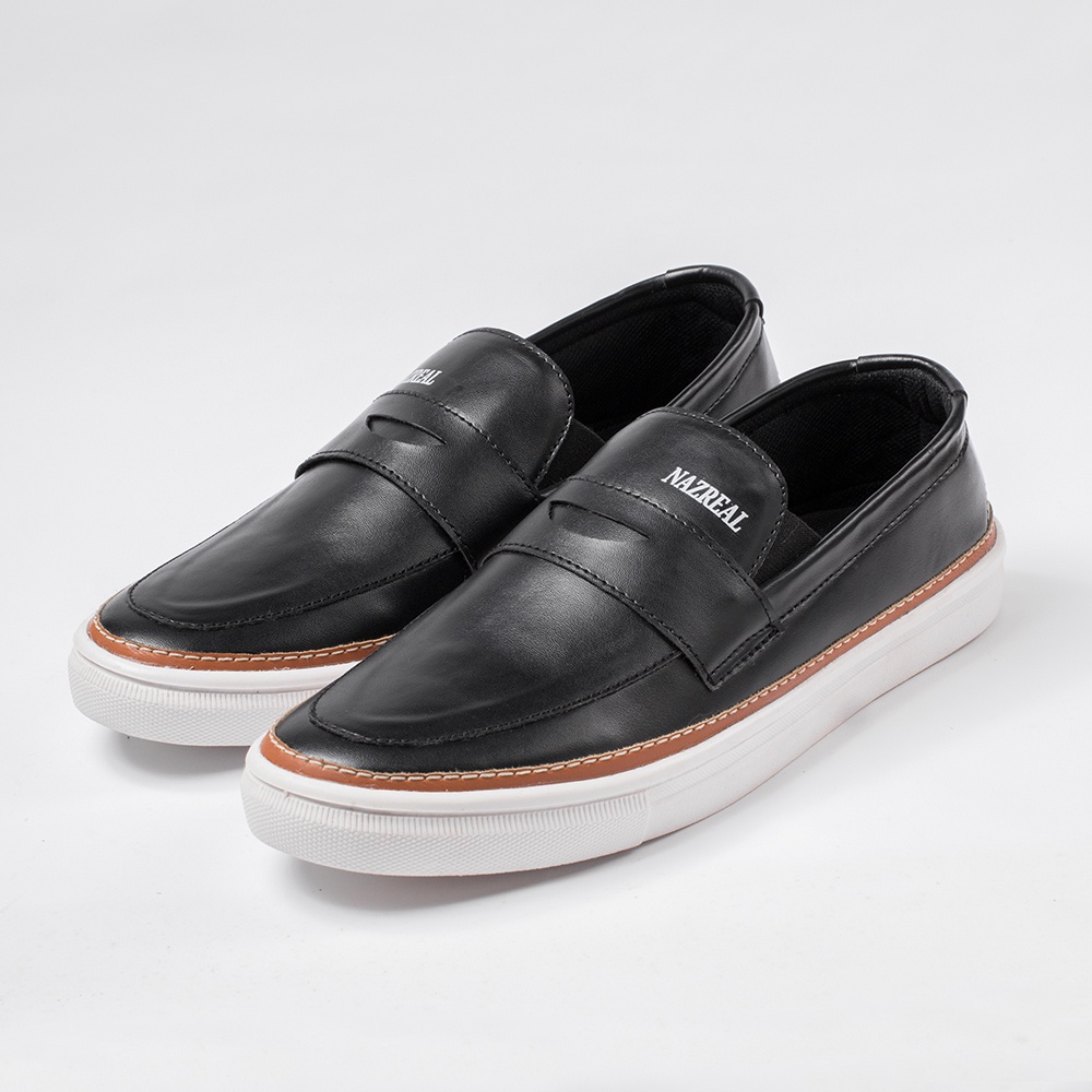 MYRON BLACK |ManNeedMe x NAZ| Sepatu Sneakers Pria Casual Slip On Shoes ORIGINAL