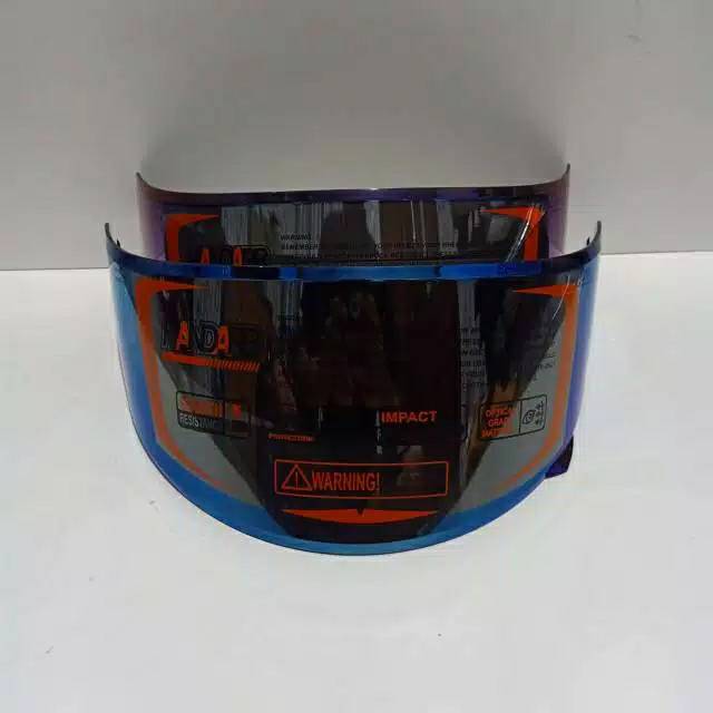 ( COD) KACA VISOR HELM FLAT NHK RX9 GM RACE PRO PNP IRIDIUM BLUE SILVER Hitam Bening Clear