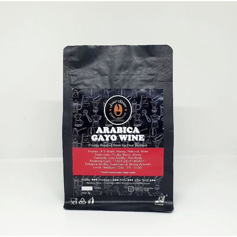 

ARABICA ACEH GAYO WINE ROASTED BEAN COFFEE BIJI GILING BUBUK POWDER