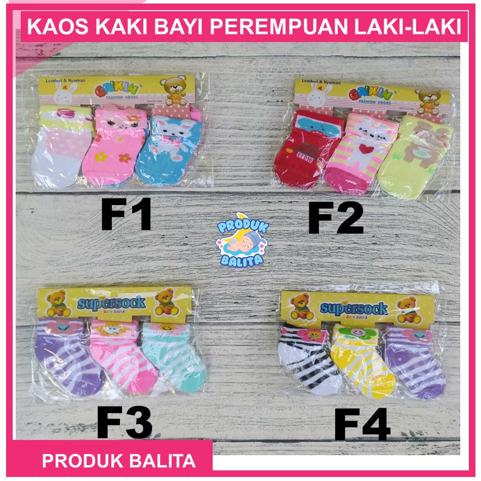 Paket Kaos Kaki Bayi Baru Lahir Lucu Newborn Murah 3 pasang