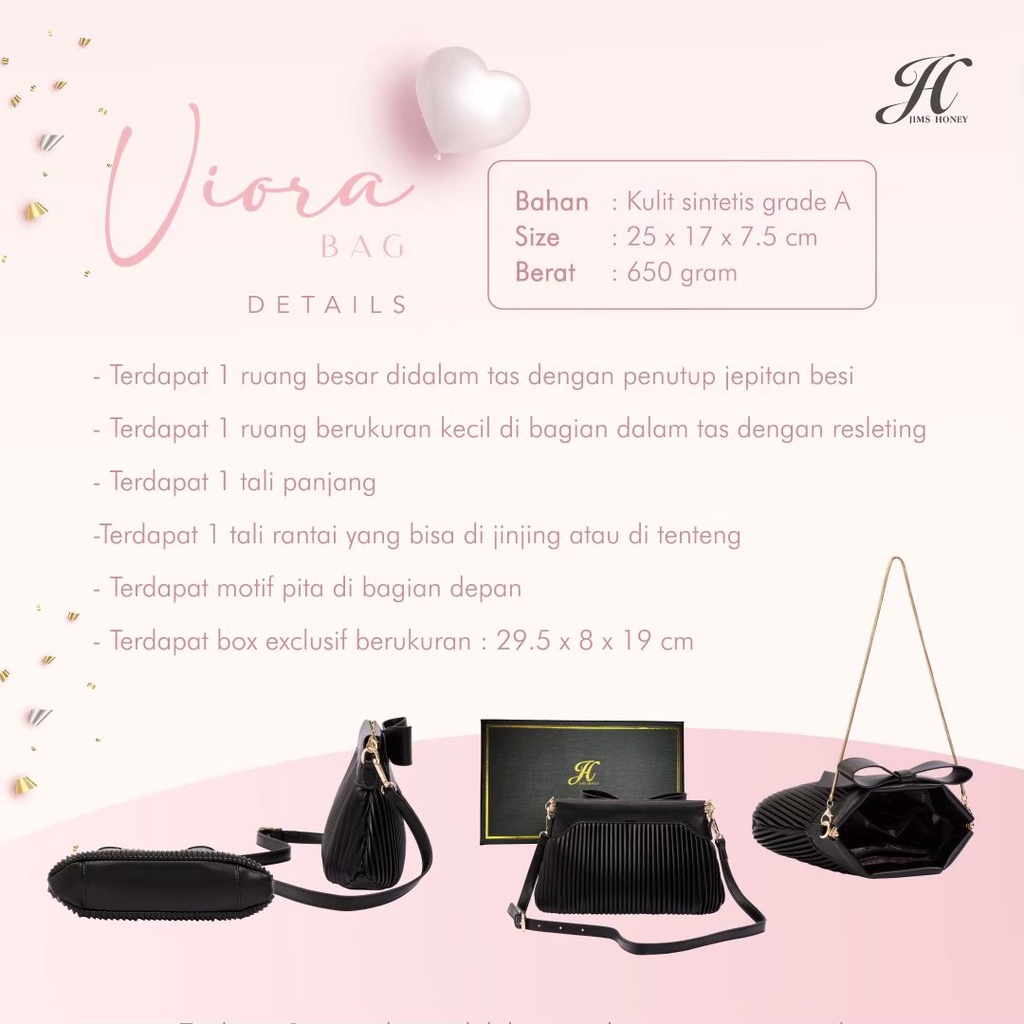JIMSHONEY VIORA BAG TAS SELEMPANG WANITA TAS PESTA ORIGINAL JIMS HONEY INCLUDE BOX