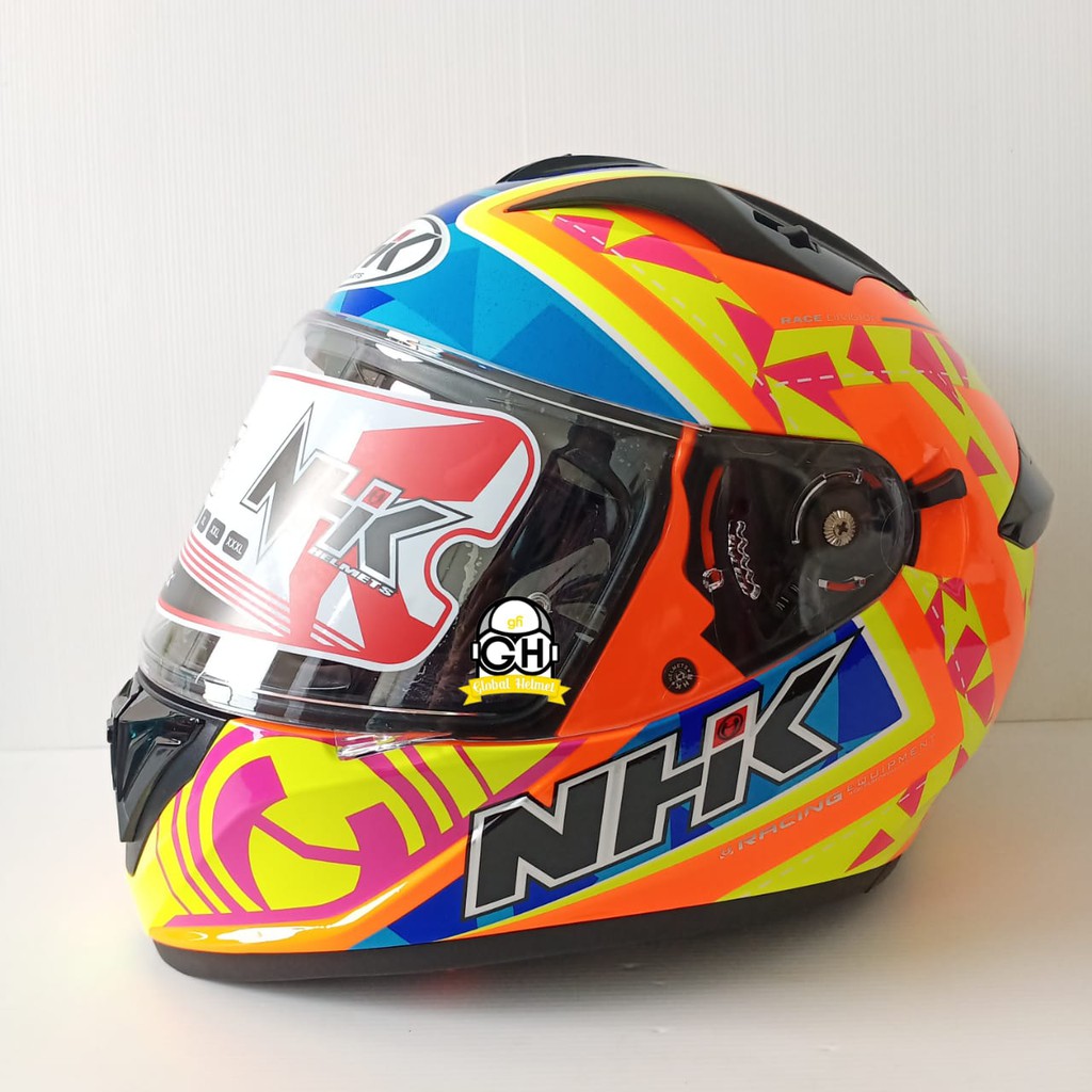 HELM NHK FULL FACE NHK GP PRIME MOTIF FORTIUS ORANGE FLO BLUE YELLOW PINK