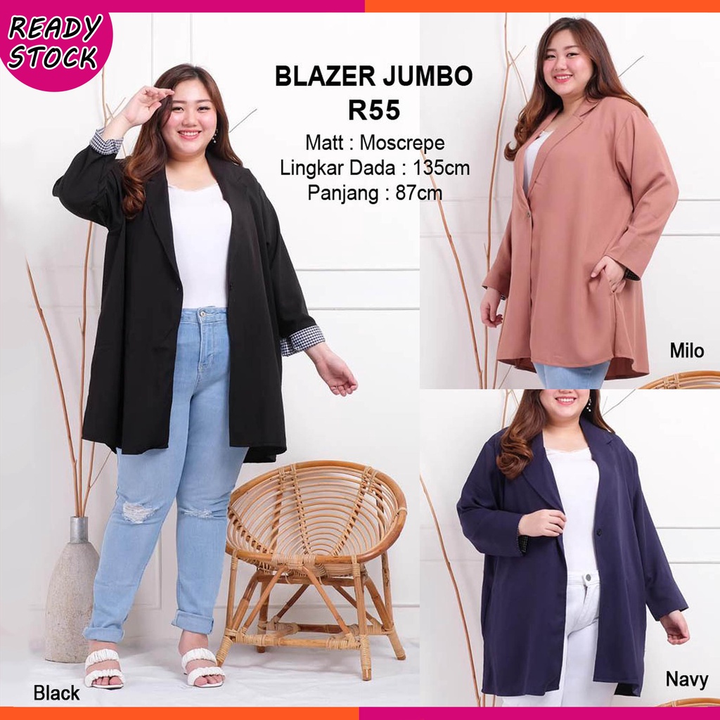 BIGCLO - (COD) LD 130 - 160cm Blazer Jumbo Atasan Wanita Bigsize Lengan Panjang