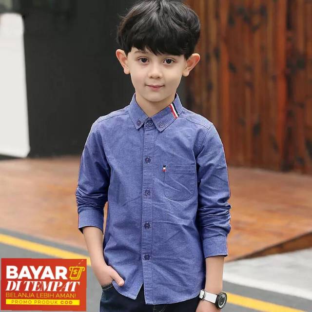 TOTOTAshop.Kemeja Kid RUSSEL anak-anak cowok,Bahan cotton import,Lengan panjang ada kantong