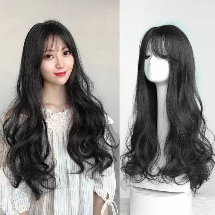 Wig Rambut Panjang Full Lace Bergelombang / Hair Extension Curly Poni Depan Rambut Palsu Perempuan Dewasa C2 F697