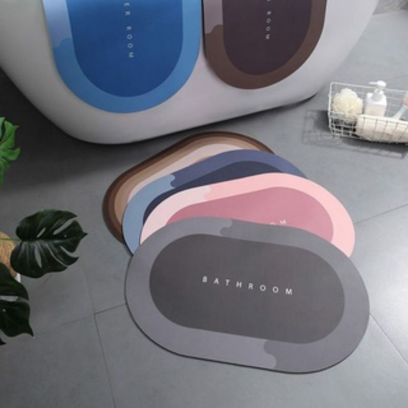 DIATOMITE ABSORBENT BATHROOM KESET OVAL LAP KAKI DAYA SERAP READY SAMARINDA